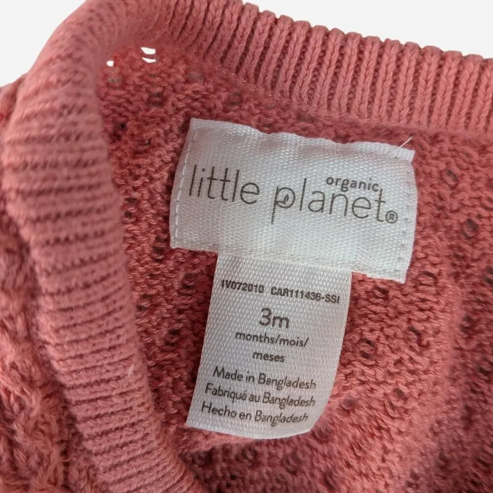 Little Planet Organic Cotton Pointelle Sweater Knit Bloomer Set Rust Coral 0-3m